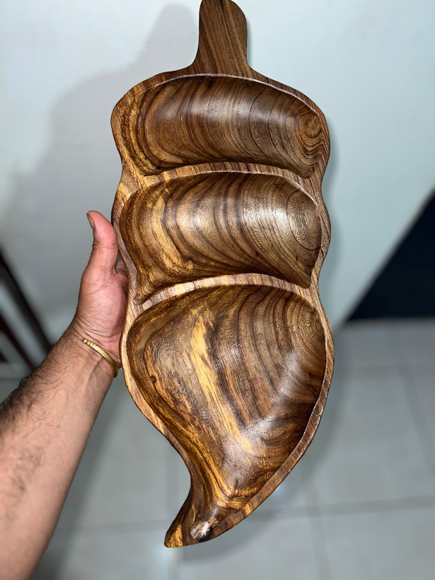 اردو خوری چوبی سه خونه طرح برگ