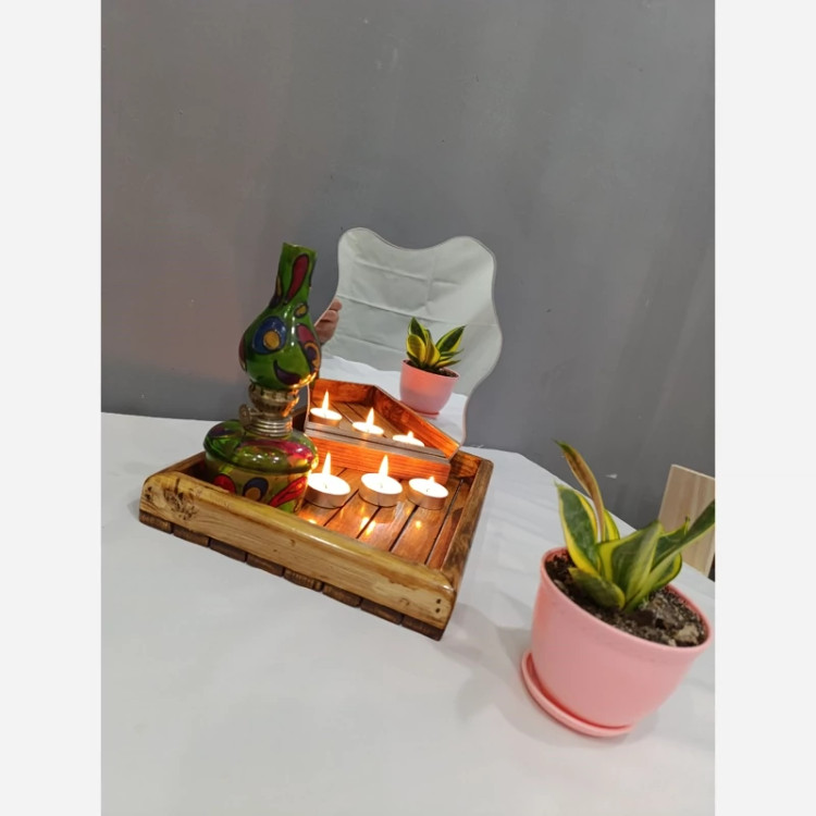 اینه دفرمه رومیزی پایه چوبی(پس کرایه)